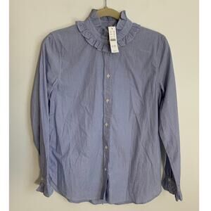 J. Crew Striped High Neck classic Button down blouse NWT size‎ 4